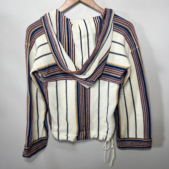 K Mart VTG 80s Sweater Acrylic Pullover Hooded Grunge Hippie Boho Multi Stripe S - Picture 4 of 7